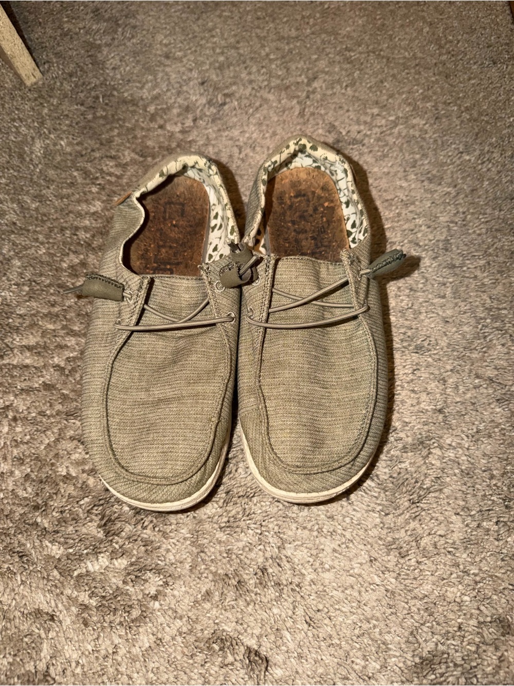 Hey Dude Olive Green Canvas Slip-On Loafers